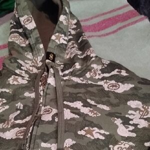 Men's Vintage XXL AOP Money $ Ecko Unlimited Green Camo Hoodie Y2K